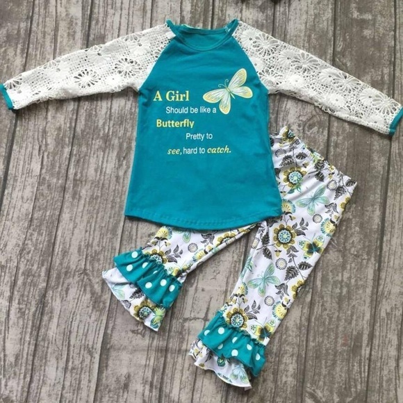 SALE  🦋 Girls Should be like a Butterfly 2pc  Set - Picture 4 of 8